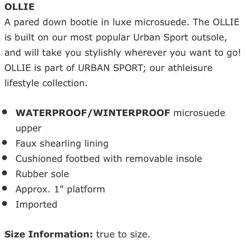 NWT J/SLIDES Sz 8 & 10 OLLIE Urban Sports Black Luxe Waterproof Suede Booties